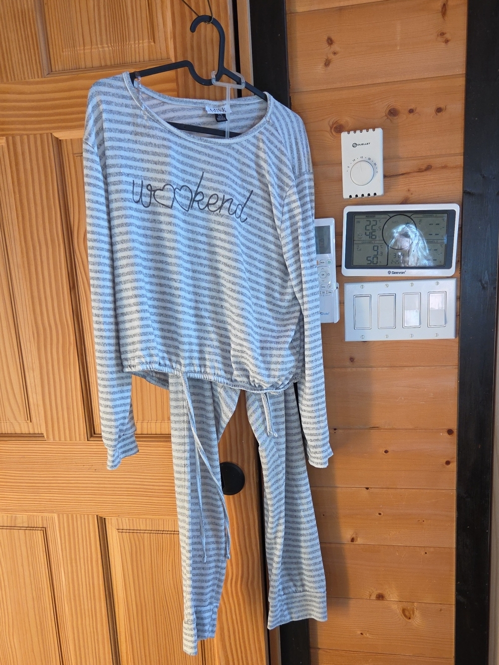 La SENZA Gray & White Striped 'Weekend' Pajama Set